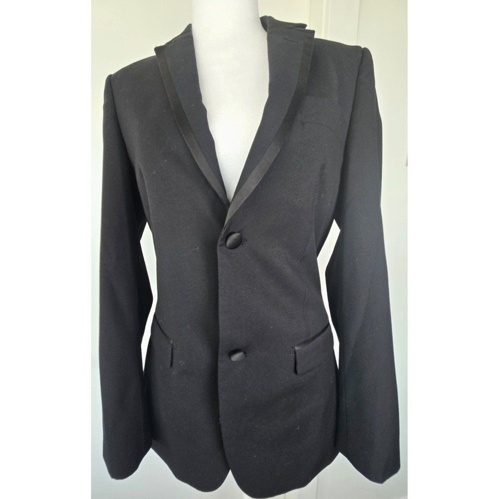Issimo by Zenetti Formal Black Blazar Satin Stripes Quiet Luxury Sz M 34/87
